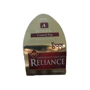 L’eggs RELIANCE Control Top Enhanced Toe Jet Black Size A Pantyhose NIB 1997